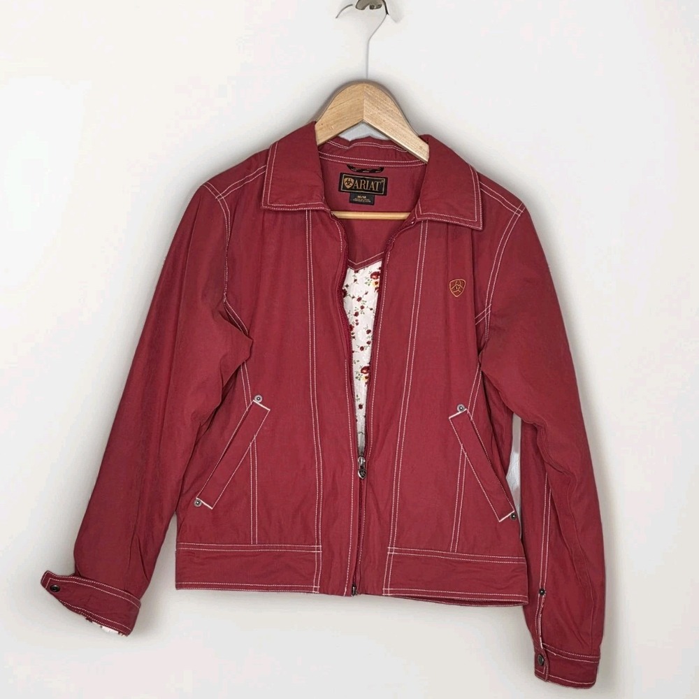 Ariat Deep Red Women's Zip Jacket with Contrast Stitching